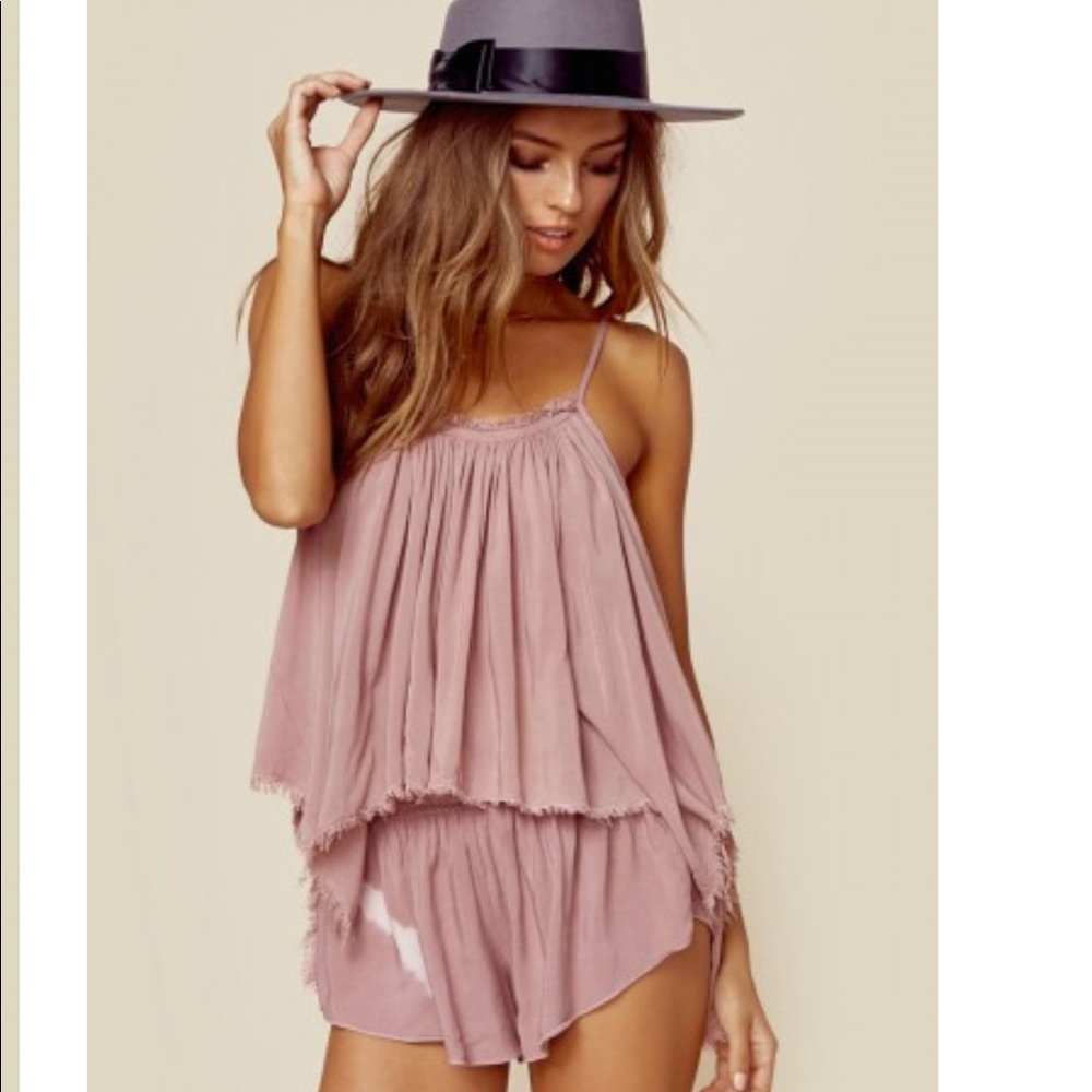 Blue Life Mauve Tank “Thalia Raw Edge Cami”